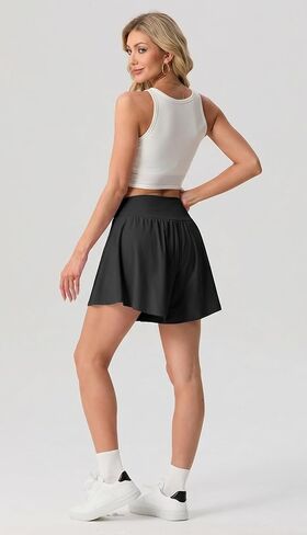 PrinStory Athletic Shorts for Women High Waisted Tennis Skorts Skirt Lightweight Workout Running Shorts with Pockets in Saudi Arabia