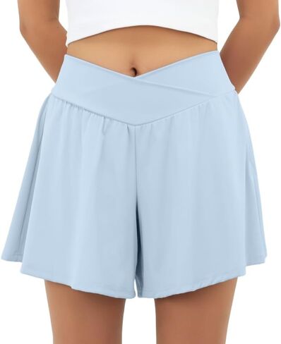 PrinStory Athletic Shorts for Women High Waisted Tennis Skorts Skirt Lightweight Workout Running Shorts with Pockets in Saudi Arabia