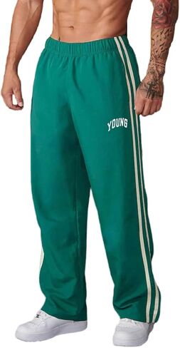 بنطال رياضي للرجال من Jogger بنطال رياضي بأرجل واسعة وأربطة كاجوال مع جيوب in Kuwait