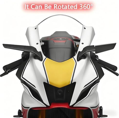 مرايا الرؤية الخلفية للدراجة النارية متوافقة مع Yamaha YZF R7 YZF R7 2021-2024 2025، YZF R6 2017-2020 مرايا الرؤية الخلفية السوداء 360 درجة مرايا جانبية لجناح الرياح متوافقة مع ملحقات Yamaha R7 in Kuwait