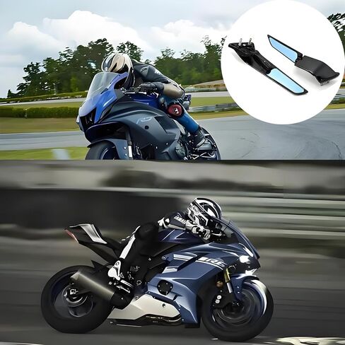 مرايا الرؤية الخلفية للدراجة النارية متوافقة مع Yamaha YZF R7 YZF R7 2021-2024 2025، YZF R6 2017-2020 مرايا الرؤية الخلفية السوداء 360 درجة مرايا جانبية لجناح الرياح متوافقة مع ملحقات Yamaha R7 in Kuwait