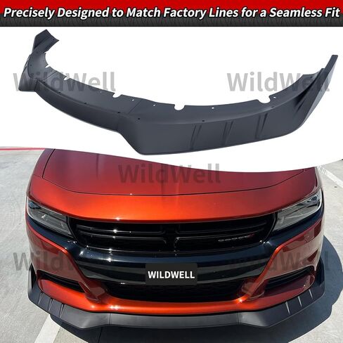 مقسم الشفاه الأمامي من WildWell يناسب قاعدة دودج تشارجر 2015-2018 و2019-2024 دودج تشارجر SXT فقط، ملحقات سبويلر الشفاه الأمامية واقي للذقن سد هوائي أسود غير لامع in Kuwait