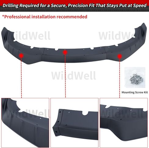 مقسم الشفاه الأمامي من WildWell يناسب قاعدة دودج تشارجر 2015-2018 و2019-2024 دودج تشارجر SXT فقط، ملحقات سبويلر الشفاه الأمامية واقي للذقن سد هوائي أسود غير لامع in Kuwait