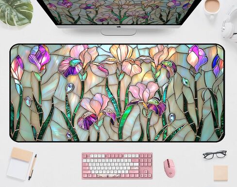 Purple Book Desk Pad Mat XXL, Lavender Flower Large Mousepad, Game Desk Mat, Extended Laptop Keyboard Mats, Cute Desktop Protection Pad, Women's Home Office Desk Decoration 31.5"X15.7" in Saudi Arabia