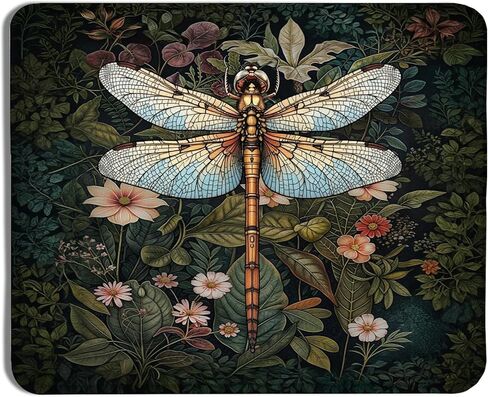 لوحة ماوس Moody Floral Dragonfly مقاس 9.5 × 7.9 بوصة، وسادات ماوس طبيعية لحشرة اليعسوب النباتية الداكنة لأجهزة الكمبيوتر المحمولة وأجهزة الكمبيوتر المحمولة in Saudi Arabia