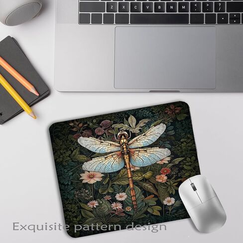 لوحة ماوس Moody Floral Dragonfly مقاس 9.5 × 7.9 بوصة، وسادات ماوس طبيعية لحشرة اليعسوب النباتية الداكنة لأجهزة الكمبيوتر المحمولة وأجهزة الكمبيوتر المحمولة in Saudi Arabia