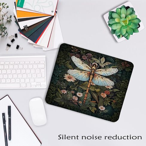 لوحة ماوس Moody Floral Dragonfly مقاس 9.5 × 7.9 بوصة، وسادات ماوس طبيعية لحشرة اليعسوب النباتية الداكنة لأجهزة الكمبيوتر المحمولة وأجهزة الكمبيوتر المحمولة in Saudi Arabia