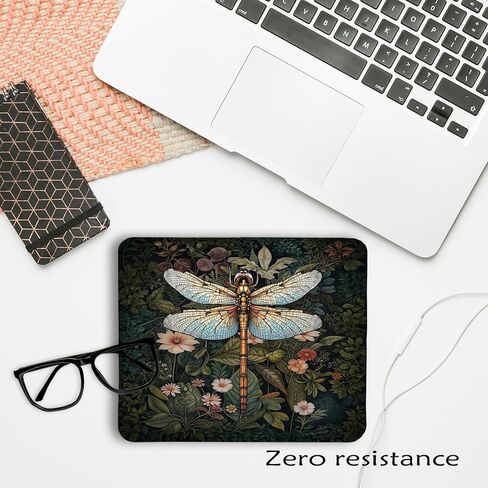 لوحة ماوس Moody Floral Dragonfly مقاس 9.5 × 7.9 بوصة، وسادات ماوس طبيعية لحشرة اليعسوب النباتية الداكنة لأجهزة الكمبيوتر المحمولة وأجهزة الكمبيوتر المحمولة in Saudi Arabia