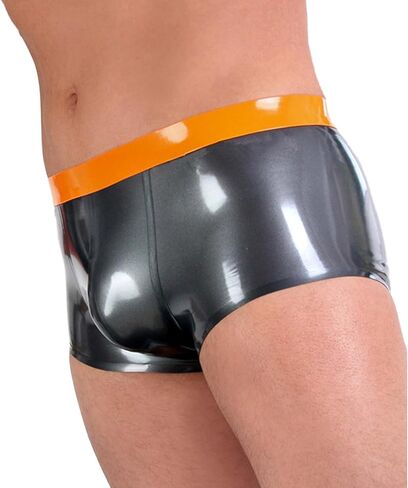 IOKUKI Metallic Gray Latex Boxer Shorts,Men's Latex Rubber Shorts Handmade Panties For Club in Kuwait