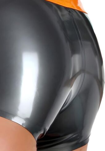 IOKUKI Metallic Gray Latex Boxer Shorts,Men's Latex Rubber Shorts Handmade Panties For Club in Kuwait