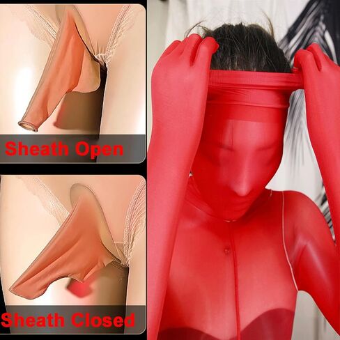 LESOYA 8D زيت لامع بوديستوكينج نايلون شفاف كامل الجسم الجورب لامعة Catsuit ارتداءها للنساء الرجال قفازات مرفقة in Kuwait