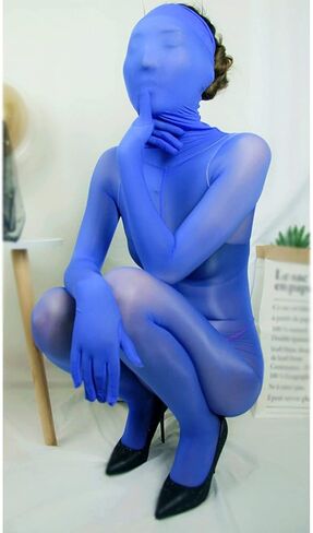 LESOYA 8D زيت لامع بوديستوكينج نايلون شفاف كامل الجسم الجورب لامعة Catsuit ارتداءها للنساء الرجال قفازات مرفقة in Kuwait