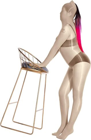 LESOYA 8D زيت لامع بوديستوكينج نايلون شفاف كامل الجسم الجورب لامعة Catsuit ارتداءها للنساء الرجال قفازات مرفقة in Kuwait