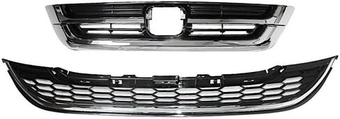 المصد الأمامي العلوي والسفلي لشبكة الشواية وأقواس مصد الصدمات الأمامية تناسب 2010 2011 Honda CRV CR-V، مجموعة الملحقات استبدال لـ 71121-SWN-H11، شبكة غطاء محرك السيارة مع حواف من الكروم in Kuwait