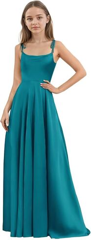 Satin Junior Bridesmaid Dresses for Wedding A Line Long Slit Pleated Flower Girl Dress in Saudi Arabia