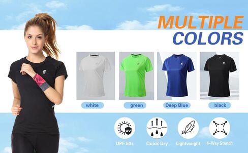 (4 عبوات) تي شيرت نسائي رياضي بتقنية الجفاف المناسب بأكمام قصيرة ورقبة دائرية، قمصان رياضية للتمرين، تي شيرتات يوجا مسامية مع فتحات جانبية، تي شيرت رياضي in Kuwait