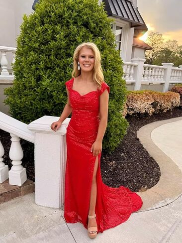 Off The Shoulder Sequin Prom Dresses with Slit Pleated Mermaid Bodycon Maxi Formal Party Dress in Saudi Arabia