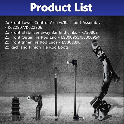 10pcs Front Lower Control Arm w/Ball Joint Bushings Sway Bar Link Tie Rod Boots Driver Passenger Side Assembly Suspension Replacement for 2013-2015 Ford Focus 2014-18 Ford Transit Connect in Saudi Arabia