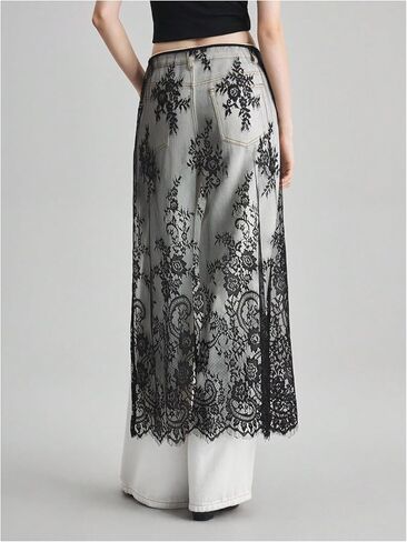 Floerns Women's Floral Lace Sheer Side Tie Midi Skirt Summer Beach Cover Up Skirts in Saudi Arabia