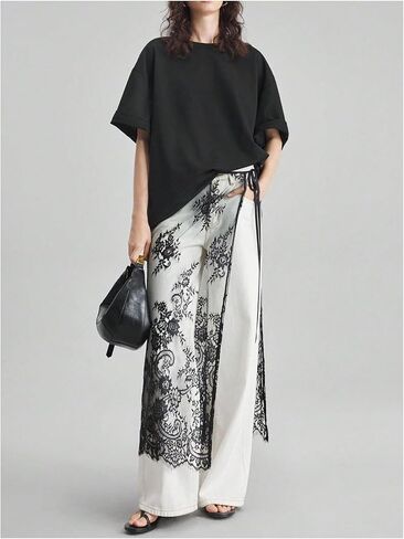 Floerns Women's Floral Lace Sheer Side Tie Midi Skirt Summer Beach Cover Up Skirts in Saudi Arabia