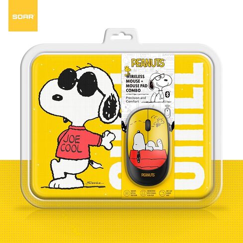 SOAR Peanuts Mouse & Mouse Pad Combo Yellow- Chill in Saudi Arabia