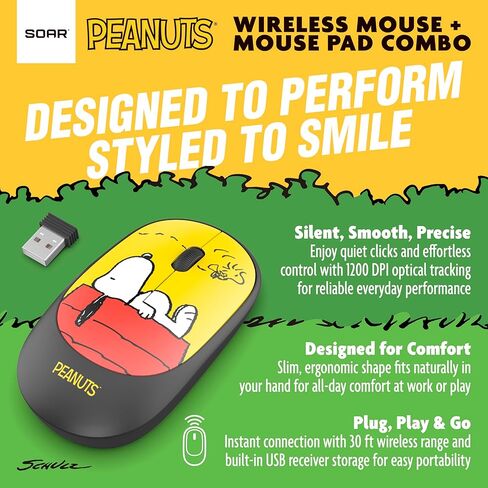 SOAR Peanuts Mouse & Mouse Pad Combo Yellow- Chill in Saudi Arabia