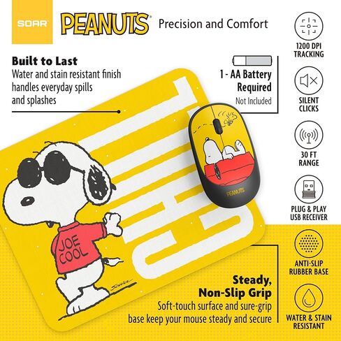 SOAR Peanuts Mouse & Mouse Pad Combo Yellow- Chill in Saudi Arabia