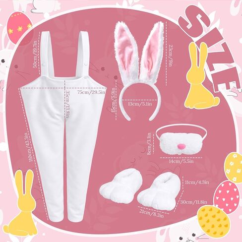 Shihanee 4 Pcs Easter Bunny Costume Set for Adults Plush Rabbit Costume Easter Outfit Accessories Party Favors in Saudi Arabia