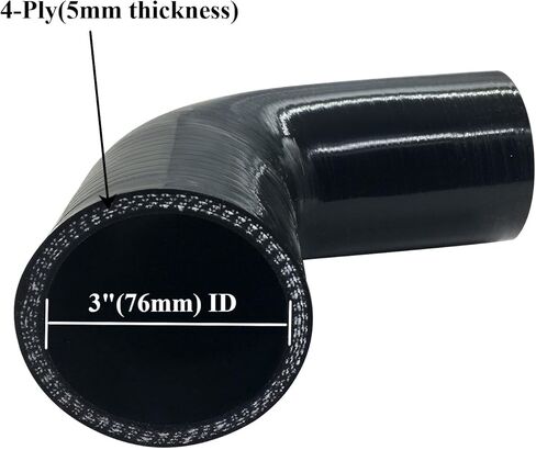 YSIL 3 "إلى 3.5" 90 درجة الكوع مقرنة خرطوم سيليكون 4 طبقات معززة توربو المبرد مدخل الأنابيب مع T-Bolt المشابك سمك 5 مللي متر in Saudi Arabia