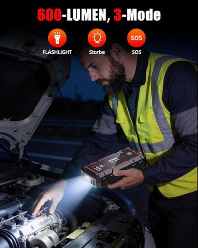 جهاز Jump Starter، بطارية سيارة محمولة بقوة 5000 أمبير، معزز بطارية صندوق القفز مع 3 أوضاع مصباح يدوي، كابلات توصيل مع قفازات in Kuwait