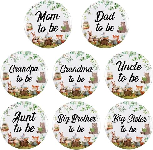 Serencatcher 8Pcs Storybook Baby Shower Family Pins Set, Storybook Baby Shower Favors Mom Dad Uncle Aunt Grandpa Grandma Big Sister Brother to Be Pins for Book New Chapter Begins Party Gifts Souvenirs in Saudi Arabia
