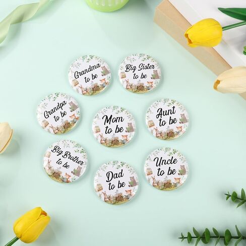 Serencatcher 8Pcs Storybook Baby Shower Family Pins Set, Storybook Baby Shower Favors Mom Dad Uncle Aunt Grandpa Grandma Big Sister Brother to Be Pins for Book New Chapter Begins Party Gifts Souvenirs in Saudi Arabia