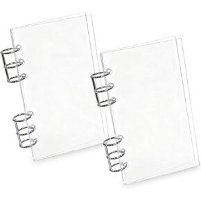 2 Pack A6 Binder 6-Ring Clear Acrylic Binder Notebook Cover Loose Leaf Personal Planner Budget Binder with Silver Metal Round Ring in Saudi Arabia
