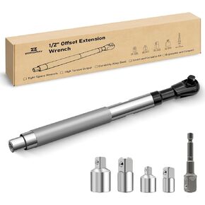 1/2" Offset Extension Wrench Impact Set for Electric with 3/8" & 1/4" Socket Adapter, Offset Torque Ratchet Wrench Ratchet Extender Set for Tight Spaces in Saudi Arabia
