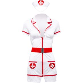 Lovehoney Nurse Costume | Adult Nurse Outfit with Hat | Plus Size White Dress | Cosplay Lingerie for Women | Sizes 4-18 in Kuwait