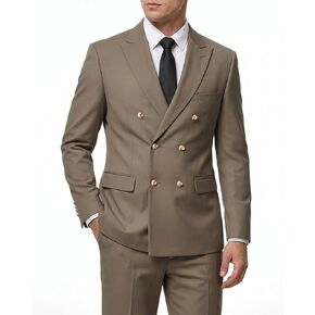 بدلة رجالية من Hihawk مكونة من قطعتين، طقم جاكيت وسروال مزدوج الصدر بقصة ضيقة، سترة ذات طية صدر السترة لحفلات الزفاف وحفلات التخرج وحفلات العودة للوطن in Kuwait