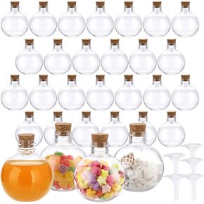 30 حزمة 5oz الكرة شكل البلاستيك زجاجات الفن الرمال زجاجات جرعة كروية مع الفلين زجاجة الخمور واضحة متمنيا قارورة كوكتيل كرات زخرفة DIY بها بنفسك هدية الحرف حفل زفاف الديكور in Kuwait