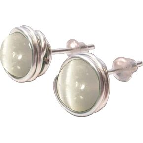 Selenite 6mm Post Earrings in Black Iron, Titanium, Steel, Sterling Silver,14K Rose Gold or 14k Gold Wire (Handmade), Birthstone Jewelry, Real Gemstone bead in Kuwait
