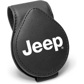 iPick Image for Jeep Logo Black Leather Magnetic Sunglass Holder Car Sun Visor Mount Clip - Official Licensed in Saudi Arabia