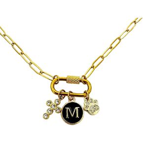 قلادة مميزة من الفولاذ المقاوم للصدأ بحلقة تسلق ذهبية مع قلادة على شكل قلب من اللؤلؤ على شكل دب صمغي من المينا للنساء قابلة للتغيير، اصنع مجوهراتك الخاصة - DII in Kuwait