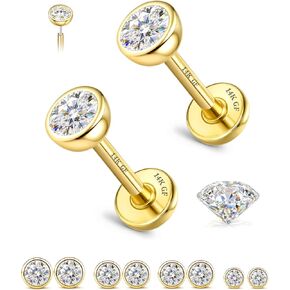 8 قطع من أقراط الأنف المويسانتي المسطحة لا تسبب الحساسية: حلقات أنف من الفولاذ المقاوم للصدأ مطلية بالذهب عيار 14 قيراط 20 جرام دفع في غضروف الشفاه بدون خيوط مجوهرات ثقب القوقع للنساء والرجال in Kuwait