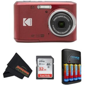 KODAK PIXPRO FZ45 16MP CMOS Sensor Digital Camera 5X Optical Zoom with Sunshine Photo Microfiber Cleaning Cloth (Advanced Bundle, Red) in Saudi Arabia
