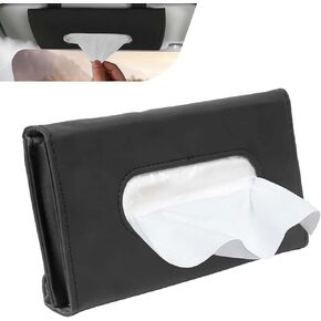 Car Visor Tissue Holder, Upgraded Version Hanging Tissue Holder in Car, Premium PU Leather Paper Napkin Organizer, Universal for Vehicles, Trucks, RVs and More (Black) in Kuwait