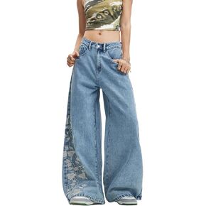 Women's Wide Leg Baggy Jeans Trendy 2026 Denim Pants Vintage Hip Hop Loose Fit Long Trousers Streetwear in Saudi Arabia