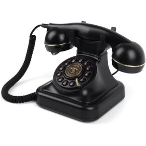 هاتف بزر ضغط دوار، هاتف MCHEETA Retro Phone 1960's Vintage الهاتف السلكي، الهاتف القديم القديم للهواتف الأرضية العتيقة للمنزل/المكتب (أسود) in Kuwait