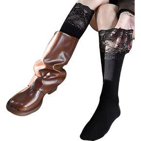 Moonlik Knee High Lace Boot Socks Women Tall Leg Warmers, Long Y2K Stockings for Autume and Winter in Kuwait