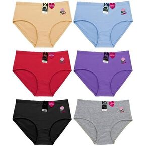 ملابس داخلية نسائية من vkwear مطرزة باللون الوردي الكلاسيكي من القطن بخصر مطاطي، 12 قطعة in Kuwait