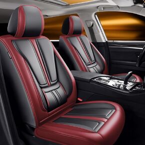 أغطية مقاعد السيارة الملائمة سانتا كروز متوافقة مع هيونداي سانتا كروز 2022-2024 2025 2026. تغطية كاملة من الجلد المقاوم للماء، واقي وسادة المقعد في جميع الأحوال الجوية - سهل التركيب (مجموعة كاملة، أحمر) in Kuwait
