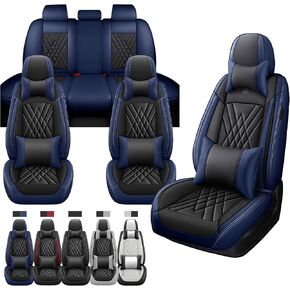 أغطية مقاعد السيارة مناسبة لسيارة Ford F150 2015-2026 مع جلد مقاوم للماء، غطاء وسادة مقعد السيارة المتين المضاد للانزلاق، أغطية مقاعد الشاحنات المتوافقة مع الوسائد الهوائية (5 مقاعد، أسود ورمادي، فاخر) in Kuwait