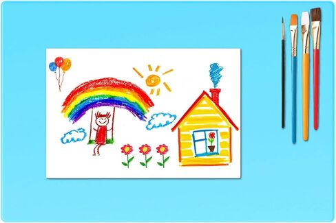 حصيرة طلاء من السيليكون، حصيرة فنية مقاس 20 بوصة × 16 بوصة مع كوب، حصيرة سيليكون للحرف اليدوية، الراتنج، الخرز، الطين، حصيرة الطلاء مع صواني الخلط ولوحة الألوان (أخضر شاحب) in Kuwait